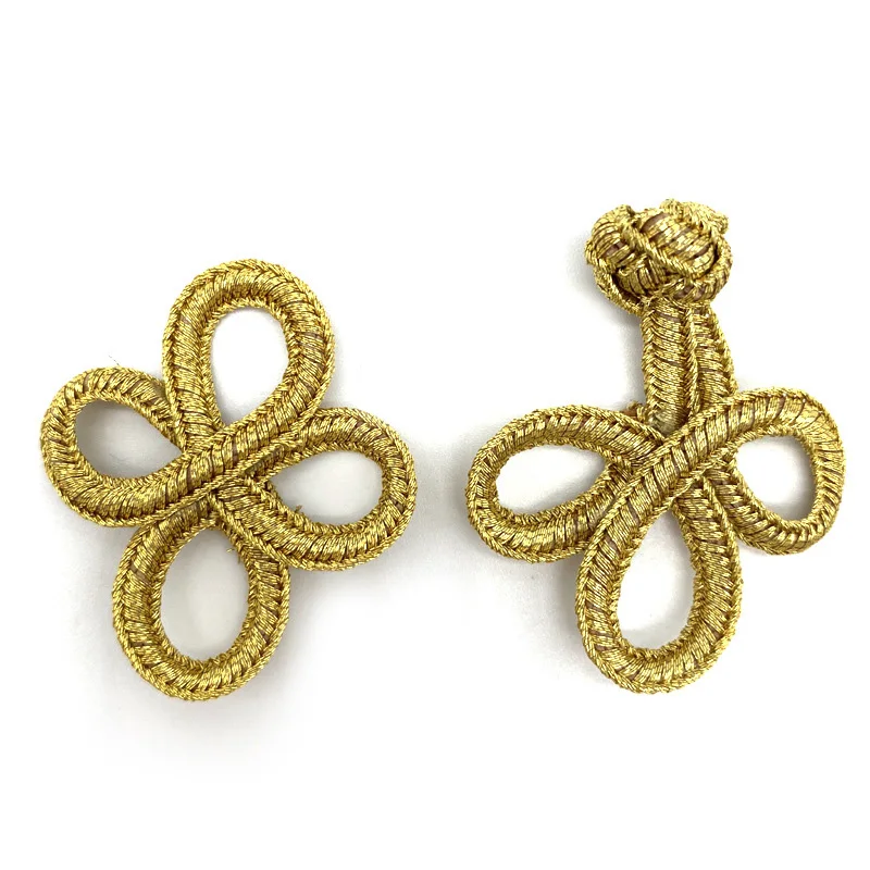 10-100 Pairs Gold & Silver Chinese Handmade Cheongsam Buttons Knot Fastener Closures DIY Sewing 3