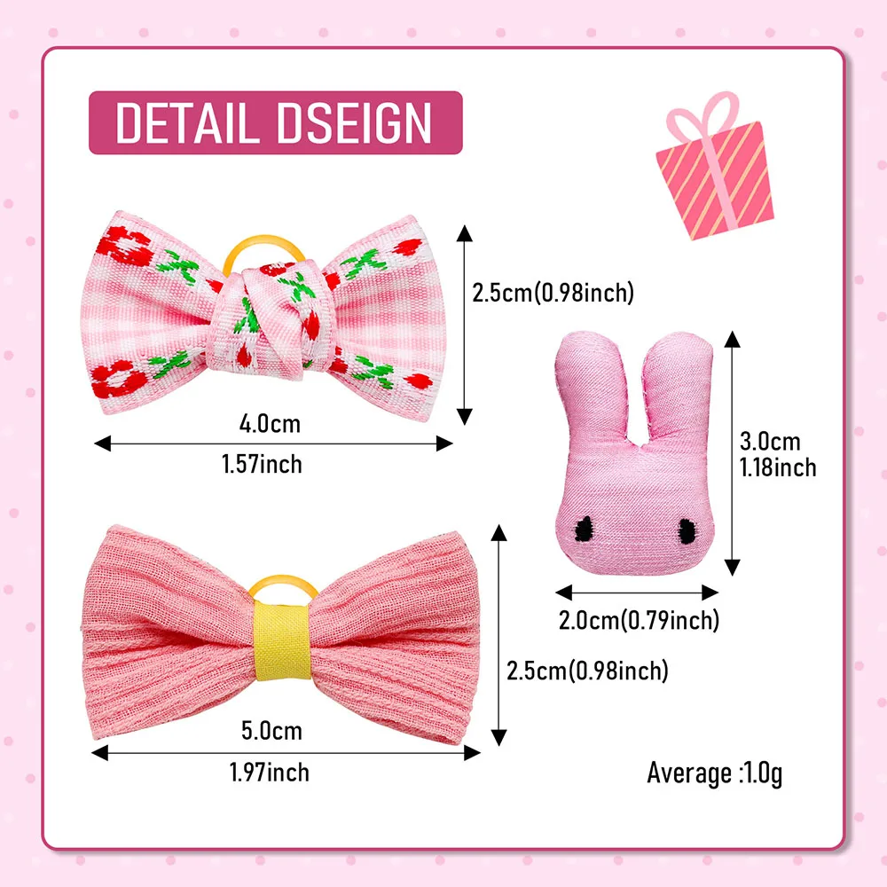 10pcs 핑크 스타일 개 Bowknot 고무 밴드와 작은 개 머리 활 고양이 개 머리 장식 애완 동물 미용 액세서리