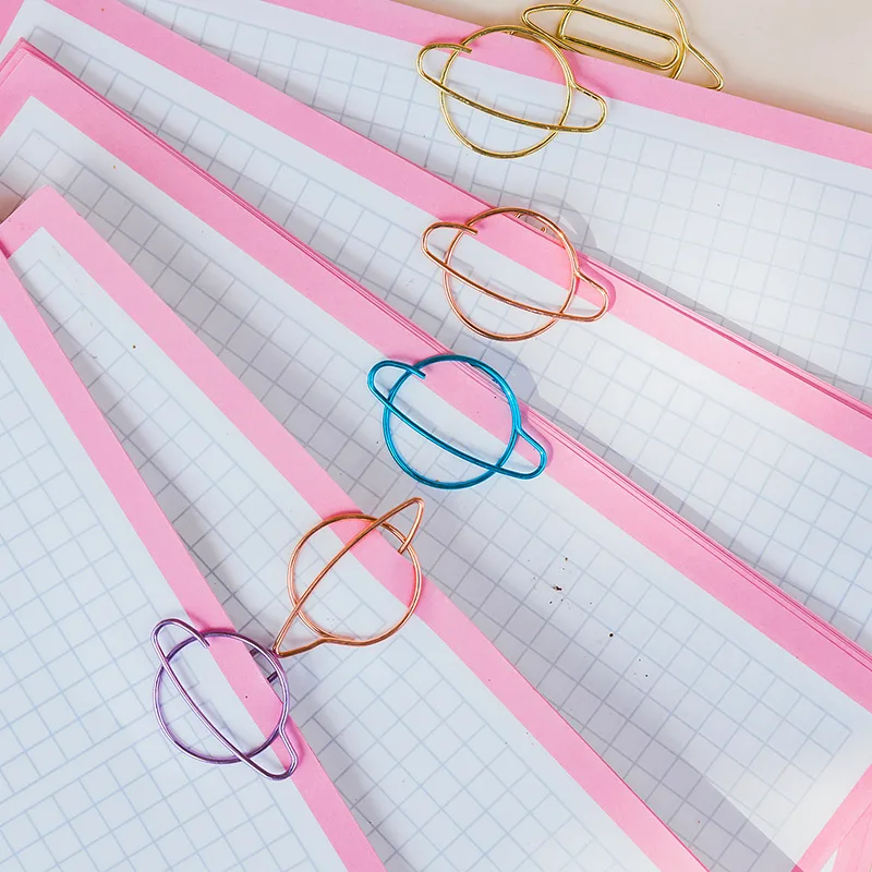 15pcs 다채로운 행성 모양 종이 클립 크리 에이 티브 종이 클립 사무실 장식 메모 클립 장식 학교 용품