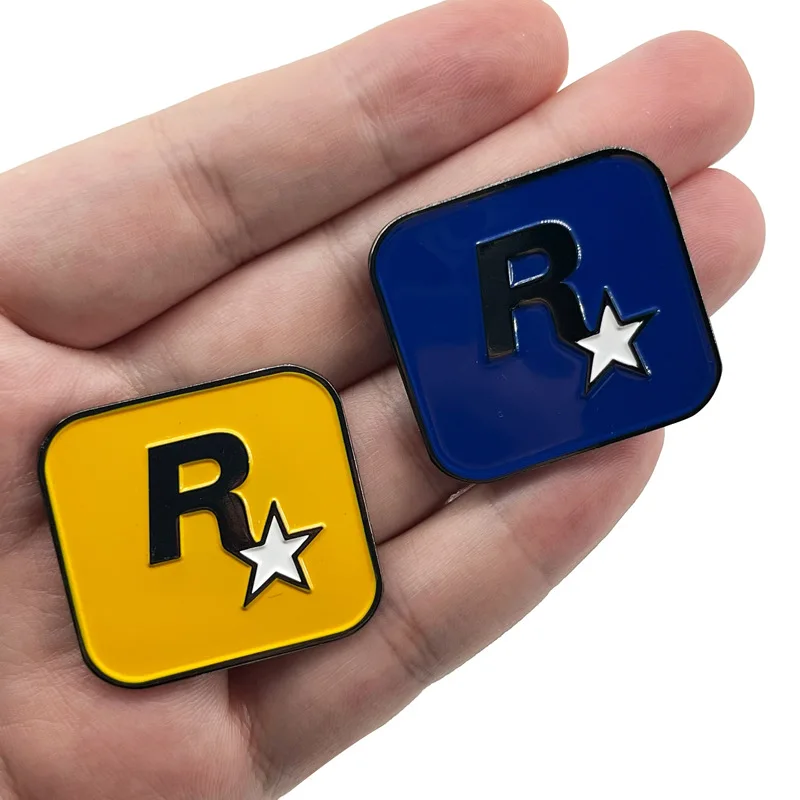 Gioco Ps4 Gta 5 Grand Theft Auto Spilla Giallo Blu Colore Xbox Pc Rockstar Badge Pin Accessori Donna Uomo Zaino Borsa Spilla