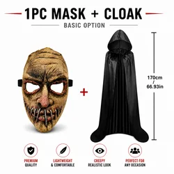 Terrifying Halloween Cosplay Party Half Mask - Adult Creepy Horror Face Accessory with Elastic Strap (1set)