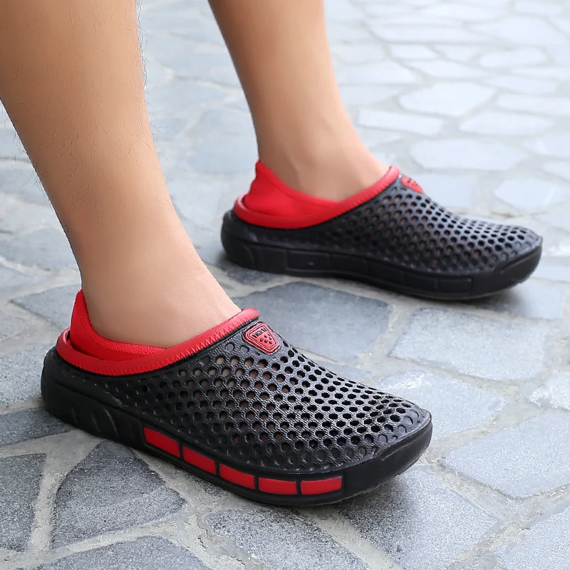 Summer Beach Men Sandals Breathable Men Casual Shoe Hole Shoes Light Clogs Home Garden Outdoor Male Flat Slippers Big Size 39-49