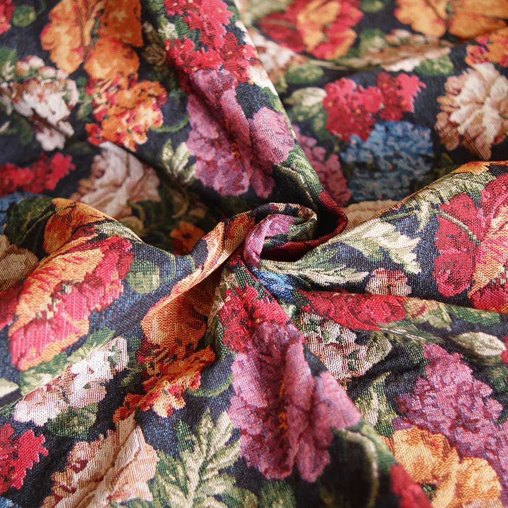 Palace style yarn-dyed jacquard fabric tablecloth picnic mat sandhair towel curtain material bag designer fabric