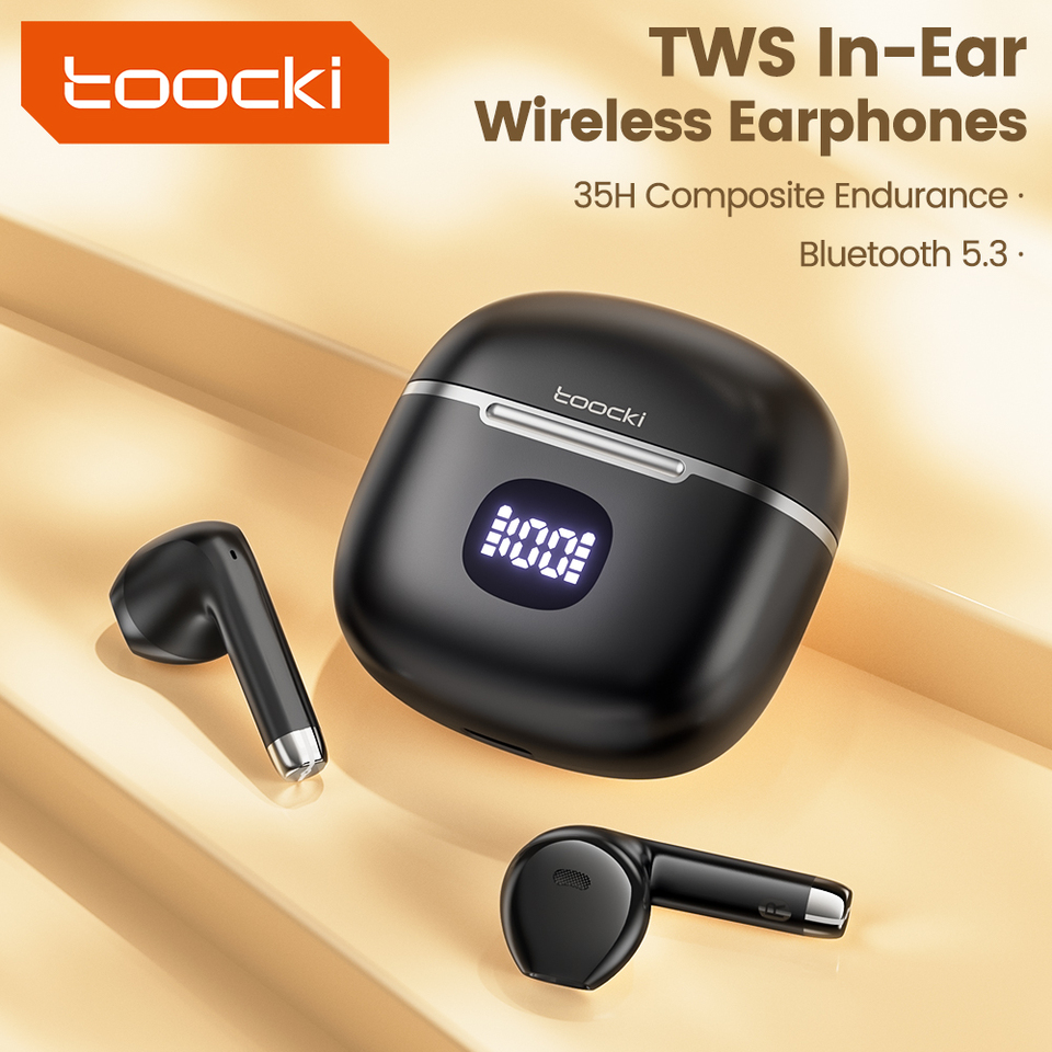 Toocki TWS Wireless Bluetooth Earphones 5.3 Touch Control Music Headphones Power Display IPX4 Wireless Sports Headphone With Mic