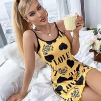 Sexy Spaghetti sangle col en v chemise de nuit femmes nuisette été ample coton chemise de nuit femme mignon imprimé robe de nuit vêtements de nuit légers 2