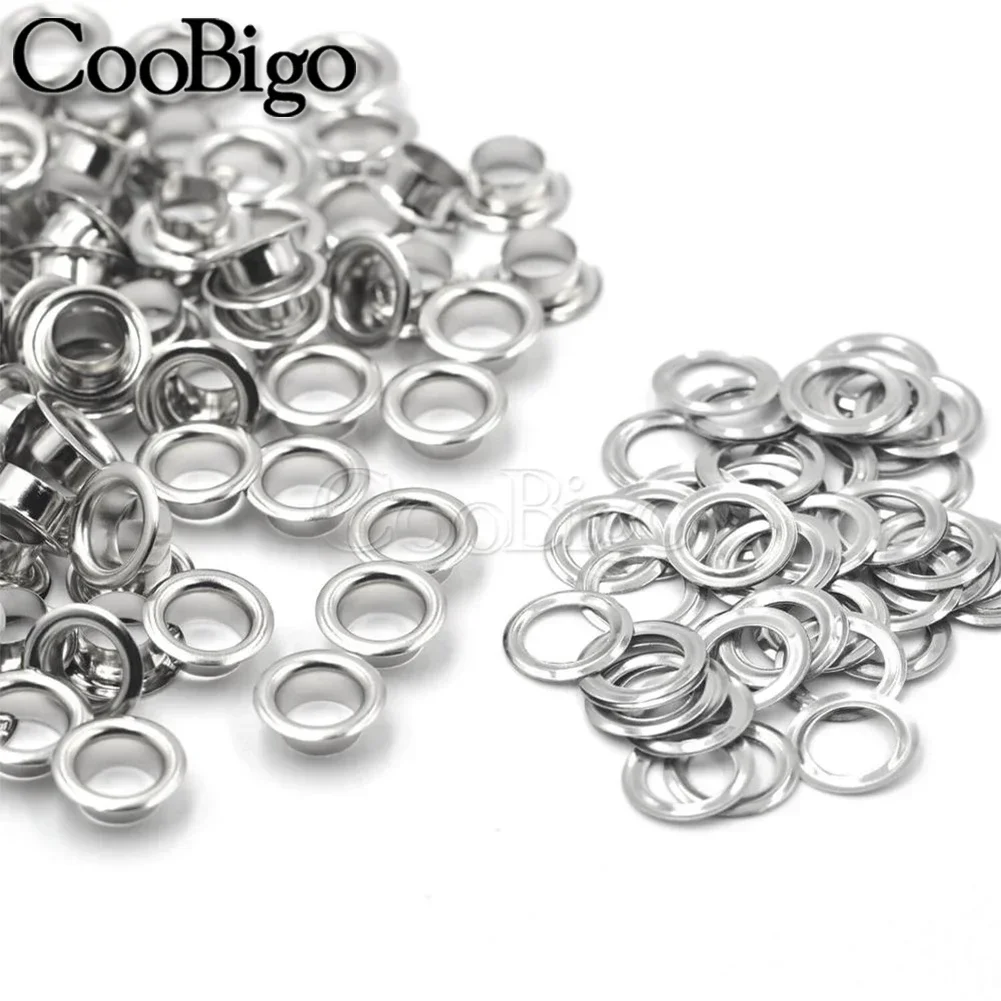 100sets Leather Grommet Round Eye Rings Metal Eyelet for Shoes Clothing Bag Belt DIY Leathercraft Accessories