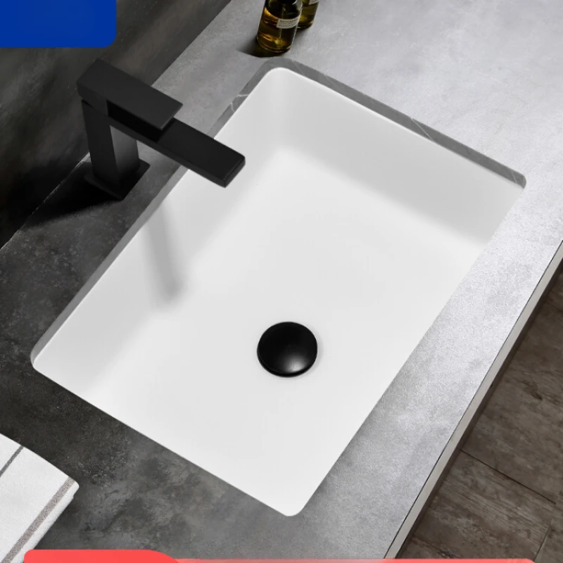 

Artificial stone square countertop basin, bathroom cabinet, embedded sink, countertop