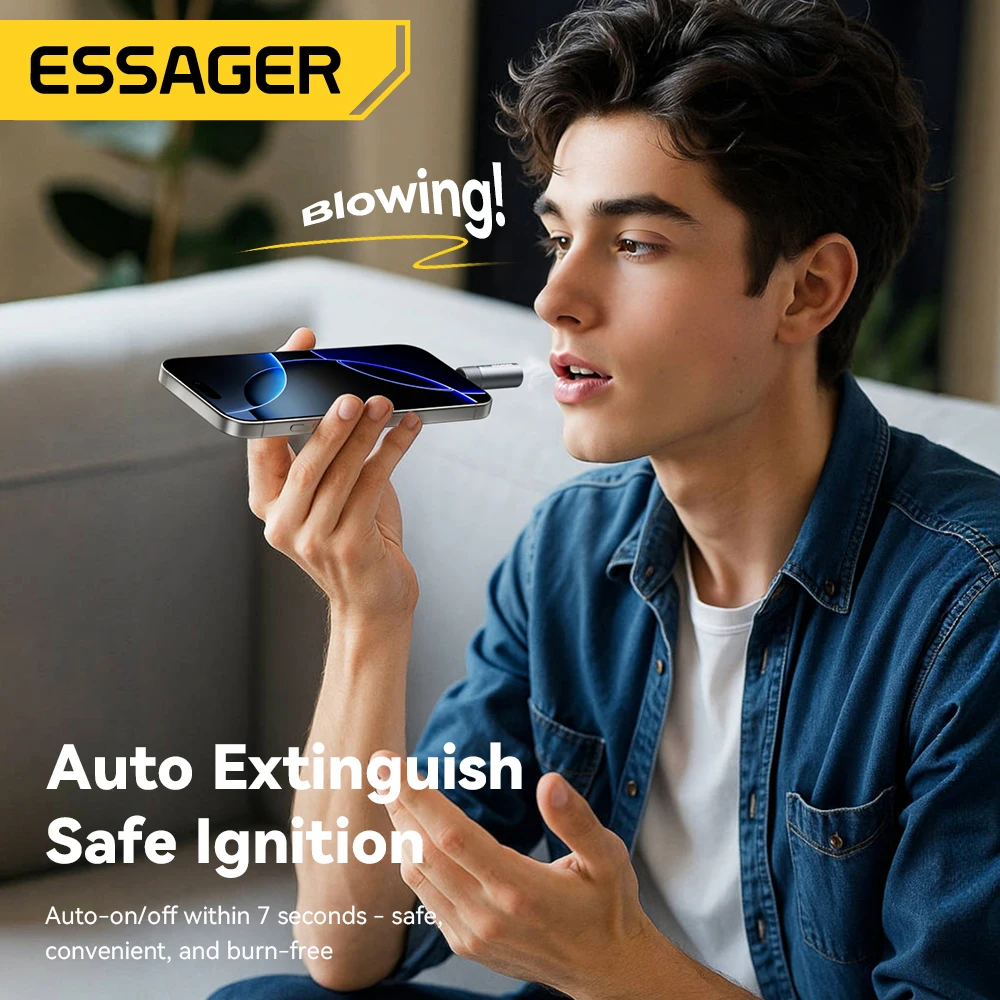 Essager TypeC Mini Cigarette Lighter Tungsten Wire Blowing Safety and Energy Saving Without Charging Can Be Carried On The Plane