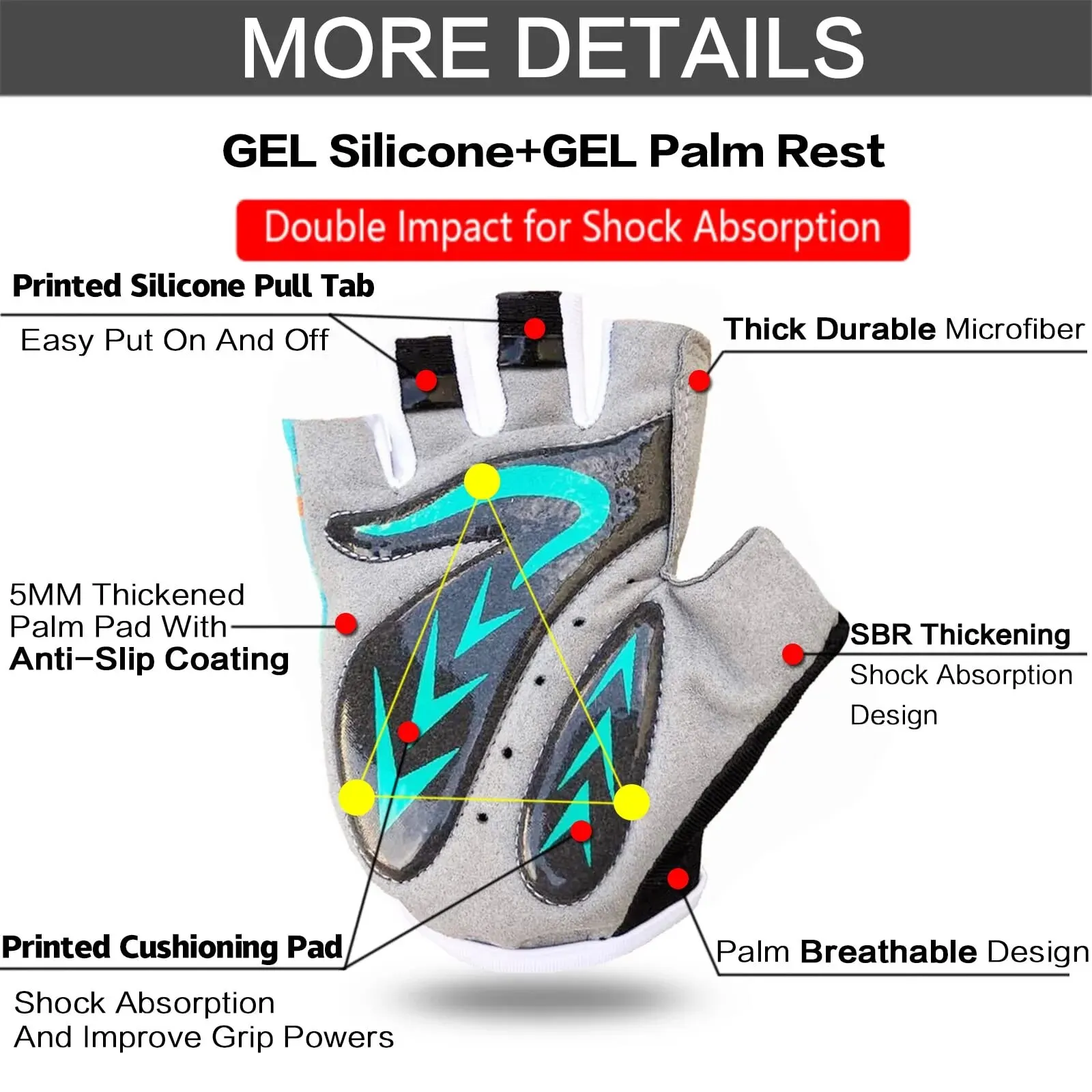 Kids Junior Cycling Gloves 1 Pair Gel Padding Bicycle Half Finger Outdoor Sport Road Mountain Bike Glove Fit Boy Girl Youth