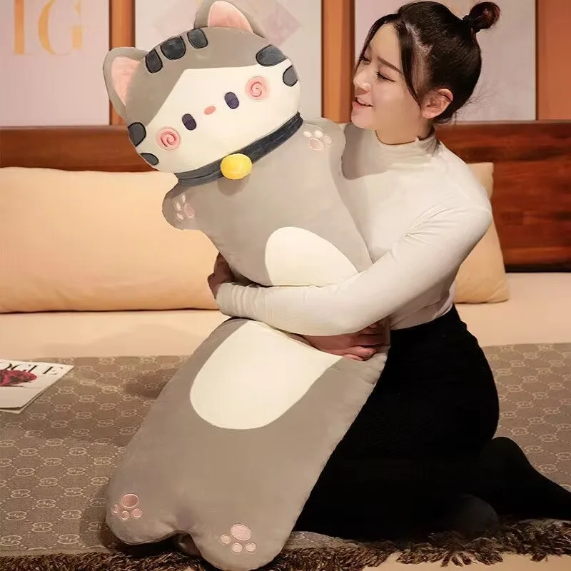 Long Cat Plush Body Pillow Kawaii Cartoon Cat Sleeping Back Cushion Cute Sofa Bedroom Decorative Body Pillow Stuffed Doll Decor body pillow,cat pillows