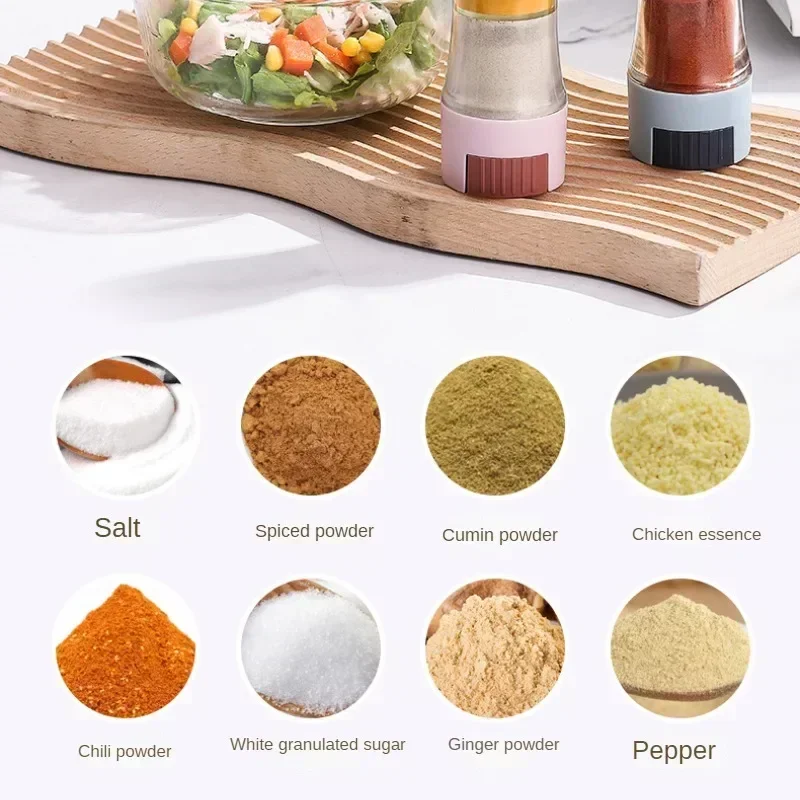 0.5g Metering Salt Shaker Press Type Dispenser Double-headed Sugar Spice Pepper Seasoning Bottle Quantitative Sprinkle Salt Tool seasoning jar