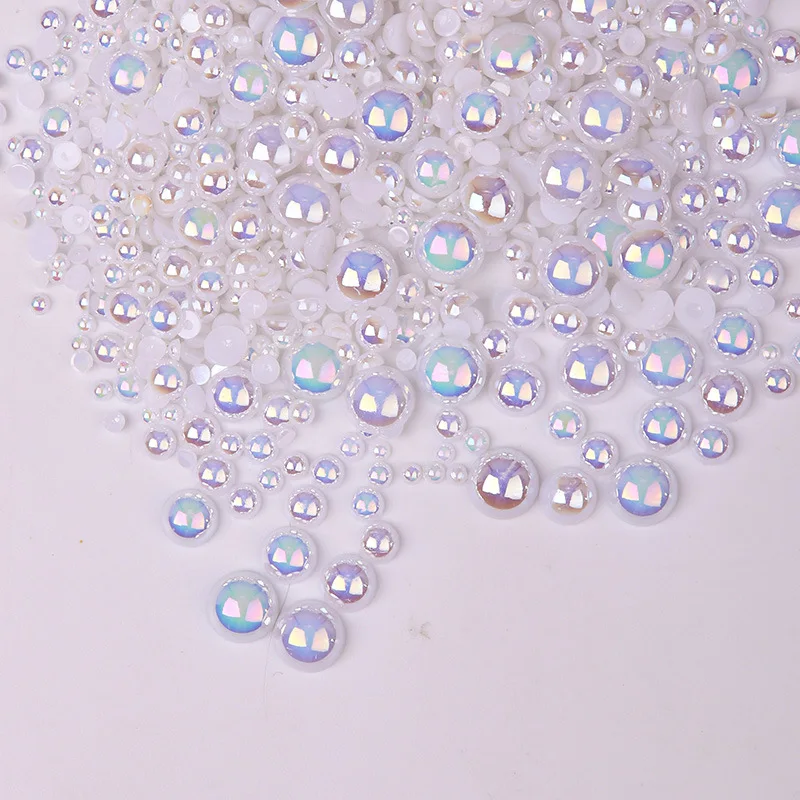 Elegant White/Beige Imitation Pearl Half-Round Beads