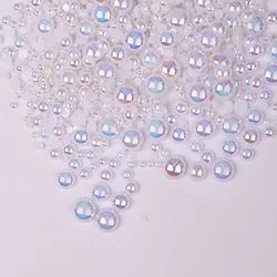 Elegant White/Beige Imitation Pearl Half - Round Beads - 3mm - 1000pcs (White AB)
