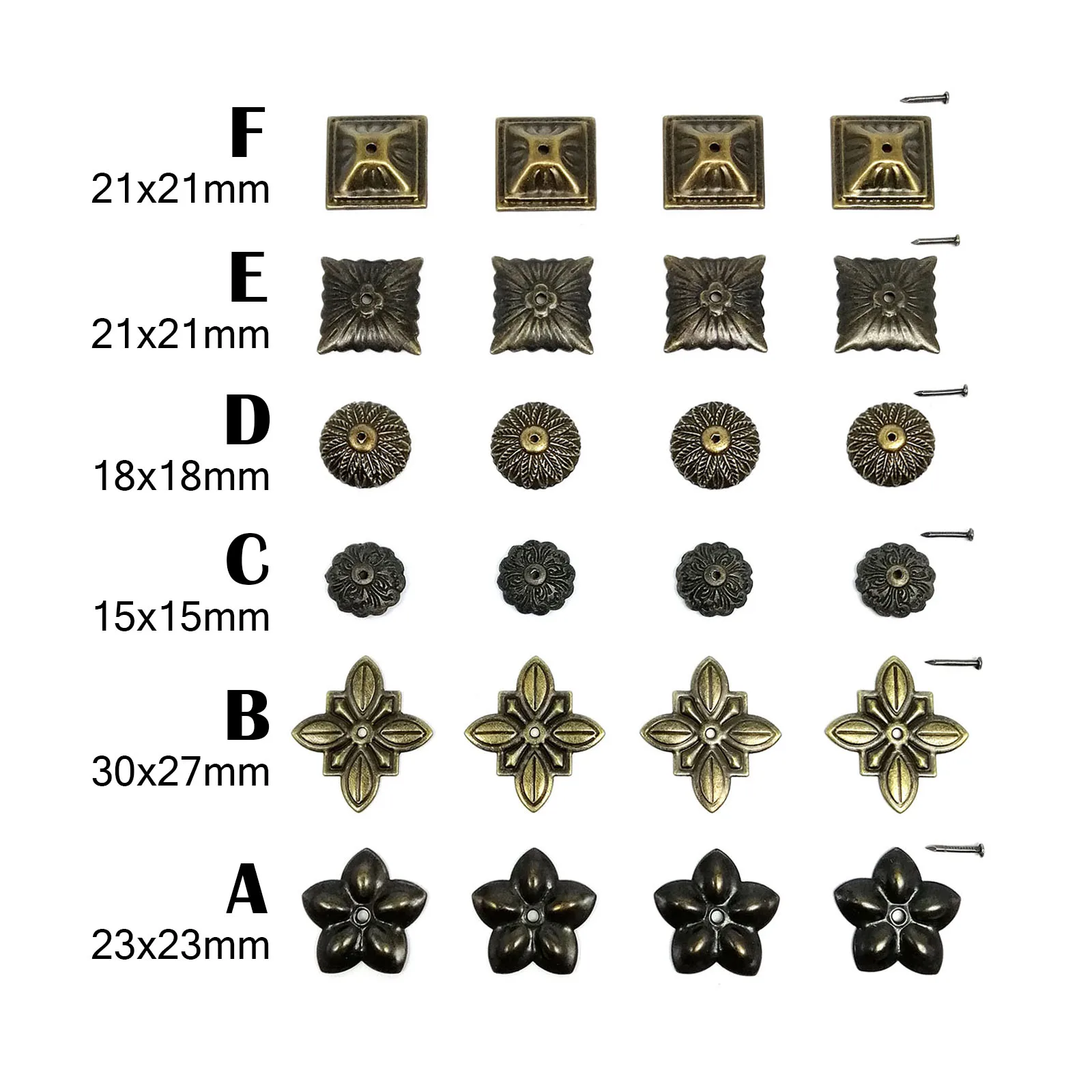 Upholstery Nails 25pcs Antique Brass Upholstery Nail Jewelry Chest Wooden Box Corner Gift Wine Case Sofa Decorative Tack Stud Shim Pad Pushpin