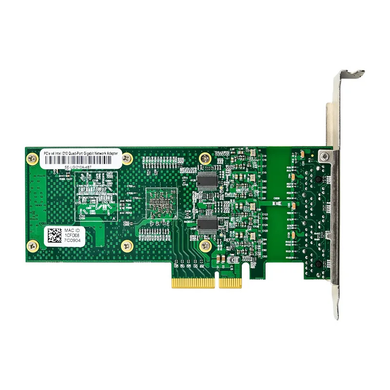 PCIe X4 I210-T4 기가비트 쿼드 포트 RJ45 구리 트위스트 페어 케이블 산업용 카메라 비전 네트워크 카드