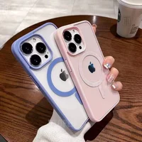 New Pink Transparent Acrylic Case for iPhone 16 15 14 13 12 11 Pro Max 16 Plus Hard Shockproof Powerful Magnetic Magsafe Cover 3