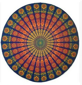 Yoga Mat Blanket Mandala Beach Towel Indian Large Lotus Printing Round Tassel Tapestry Totem Floor Pad For Decorative
