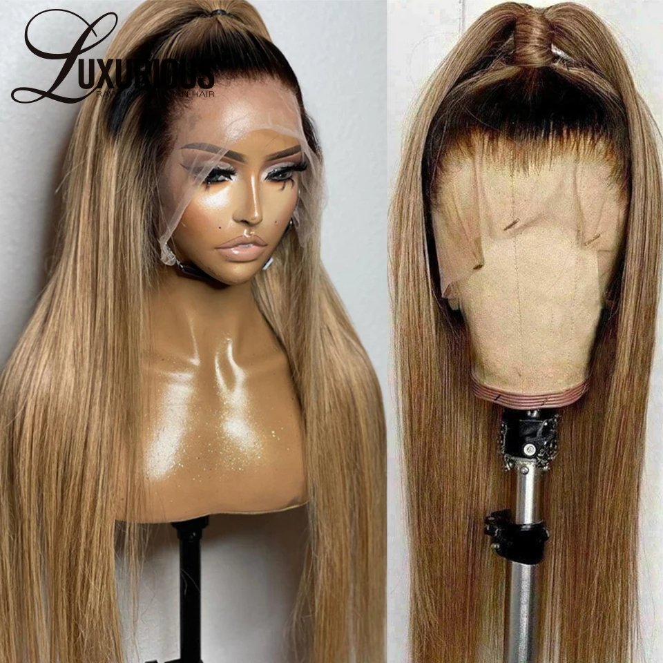 13x6 Honey Blonde Lace Front Wigs For Women Human Hair 13x4 Brown Straight Ombre Brown Wig Glueless Colored Brazilian Remy Hair