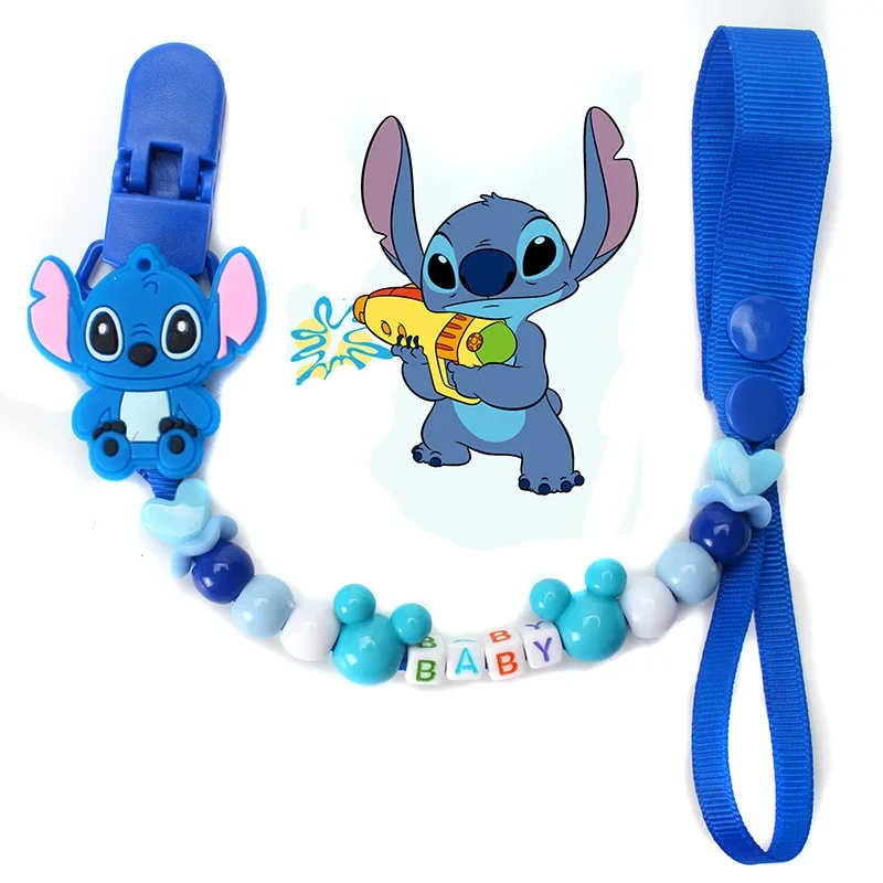 

Anime Disney Stitch Baby Silicone Pacifier Mickey Mouse Antidrop Chain Pacifier Hole Anti-lost Chain Belt Newborn Figures Toys