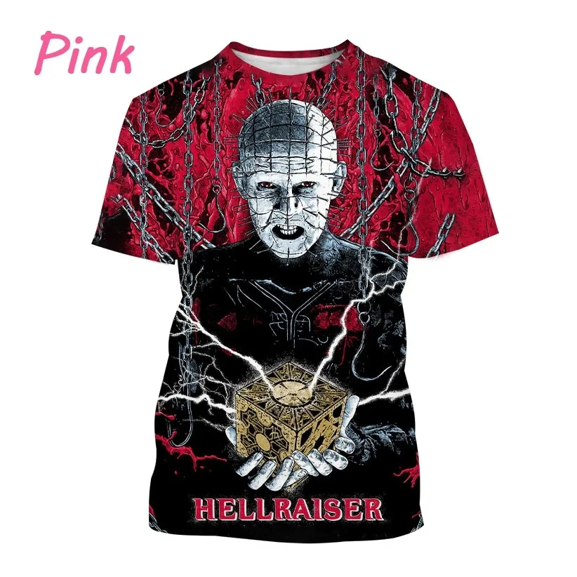 Movie Hellraiser 3d Print T-shirt Men Women Fashion T-shirts Punk Tops Tees Horror Movie Tshirt Summer Oversized Camiseta Hombre short sleeve t shirt long sleeve t shirt
