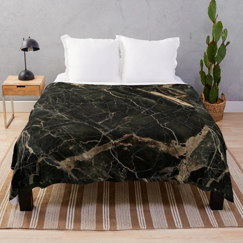 

Black and gold marble print Throw Blanket Cute Plaid Nap Blankets