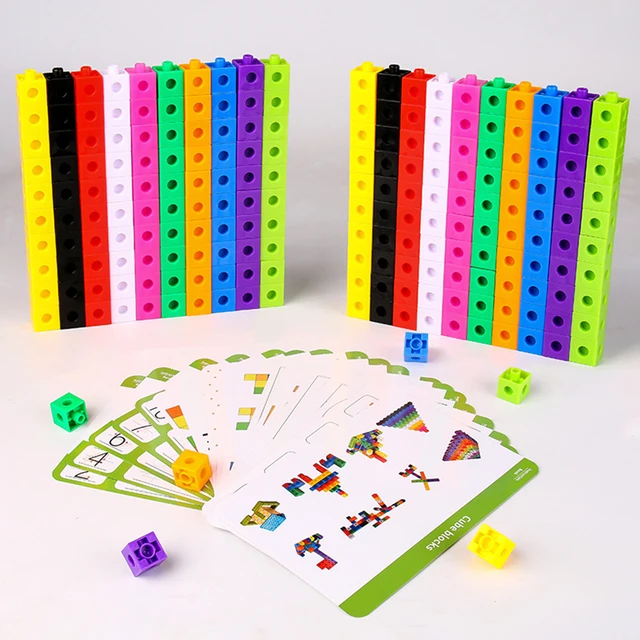 100 Piece Linking Cubes Set Early Educational Toy Building Blocks Best Gifts Plastic Learning Toys for Kids Above 3 Years Old 6