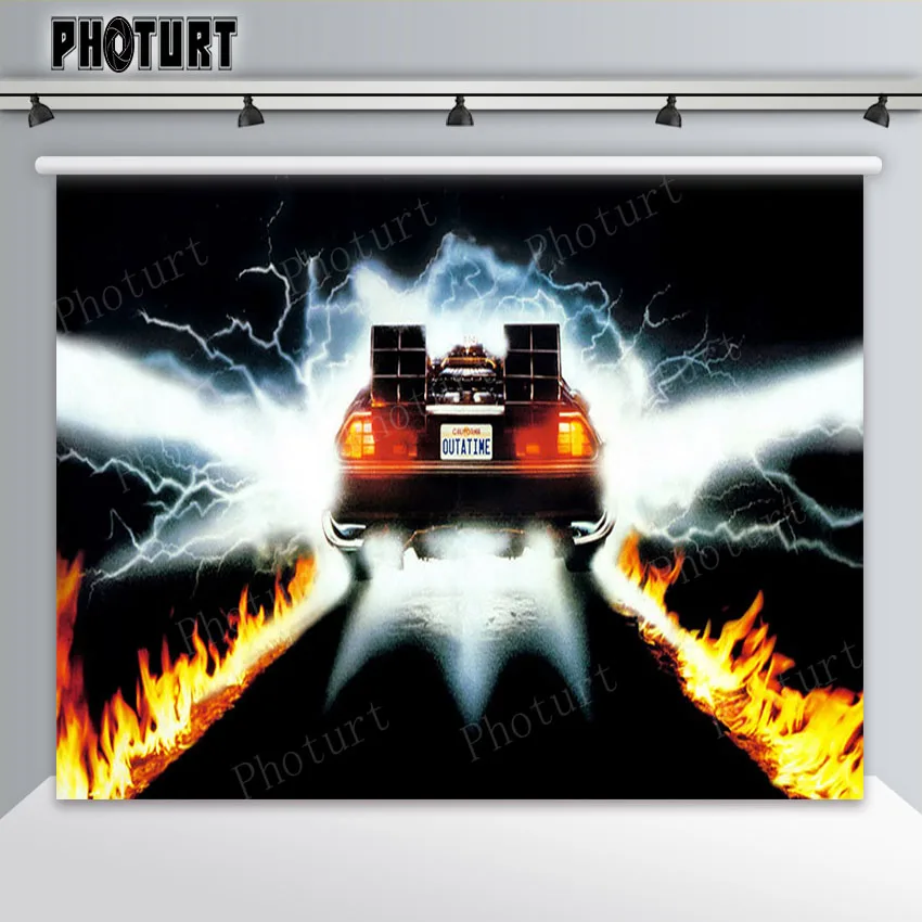 Photo Backdrop Back to the Future Backdrop Kids Birthday Party Background Game Car Theme Banner Vinyl Photography Decoration Props