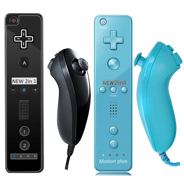 2PCS Remote Controller with Nunchuck Controller for Wii Console Wireless Gamepad with Motion Plus for Nintendo Wii Games Control 