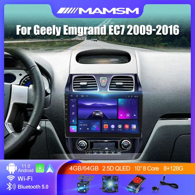 

For Geely Emgrand EC7 1 2009 - 2016 2K QLED Android 12 Car Radio Multimedia Video Player 4G WIFI GPS AI Voice CarPlay Head Unit