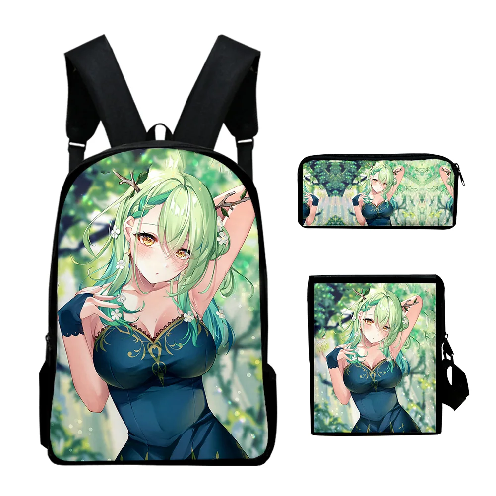 Hip Hop Youthful Hololive VTuber Ceres Fauna 3D Print 3pcs/Set Travel bags Laptop Daypack Backpack Shoulder Bag Pencil Case