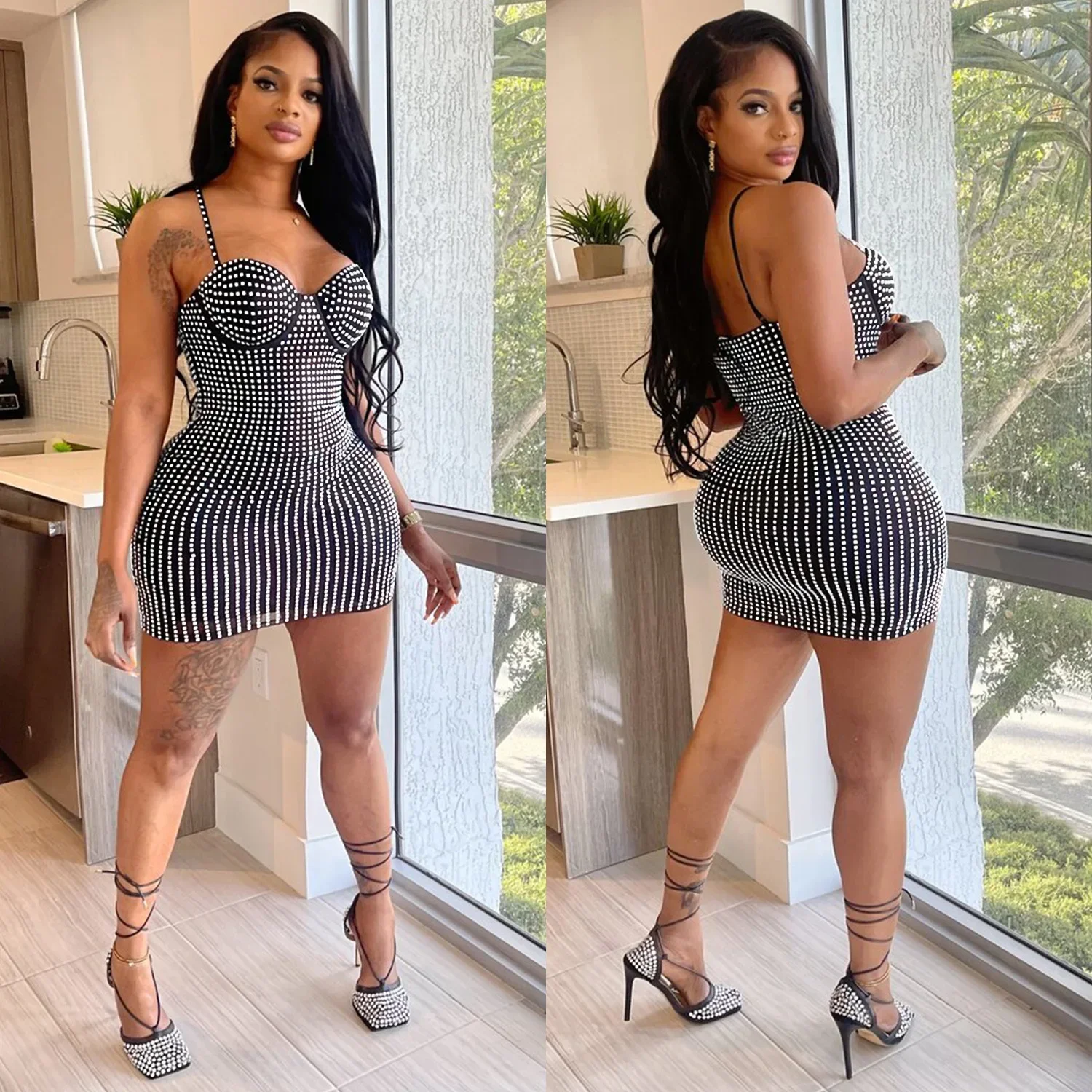 

Sexy Diamond Sequins Party Dress Women Halter Sleeveless Mini Dress Evening Dress Party Dresses