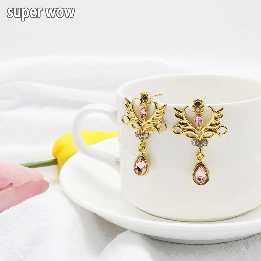 Giappone Classic Anime Heart Studs Orecchino Kawaii Girls Crystal Charm Brand Jewelry Donna Accessori Cosplay Prop