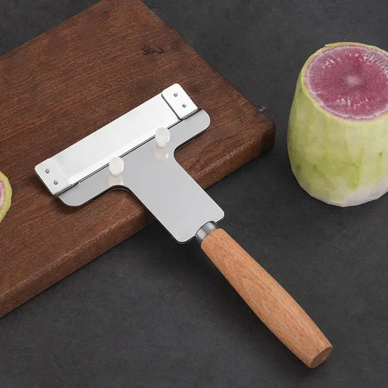 Radish Cutter Slicer Adjustable Cheese Shaver Slicer Stainless Steel Cabbage Kitchen Radish Carver Shredder With Wood