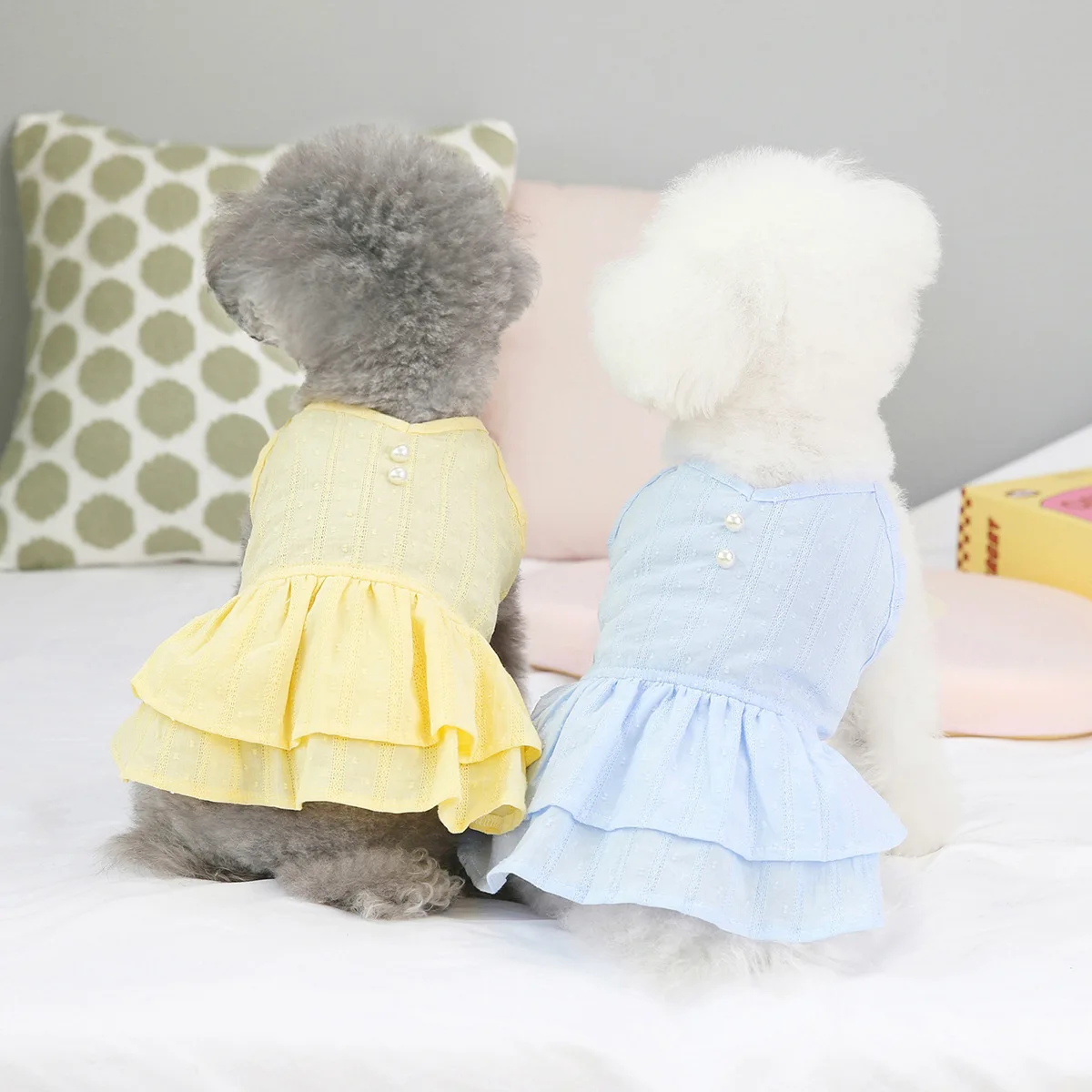 공주 진주 강아지 원피스, 소형견용 코튼 투투 스커트, 강아지 옷, 애완동물 의류, 여름, 10 PCs/로트