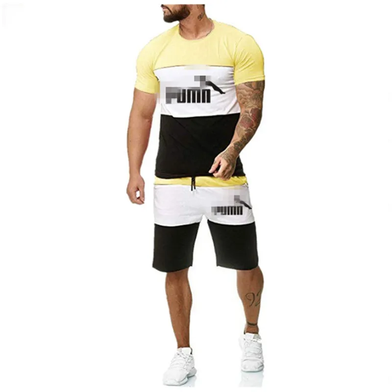 2024 Summer New Men's Casual Sports Suit Gray+Black Customizable Logo Short Sleeved OutdoorT-Shirt Set