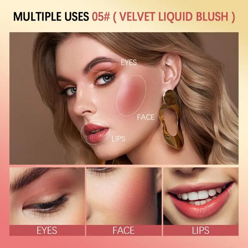 Mousse Liquid Blush Liquid Blush Beauty Wand with Sponge Tip Easy to Apply for a Natural Radiant Look Matte Silky Texture 4