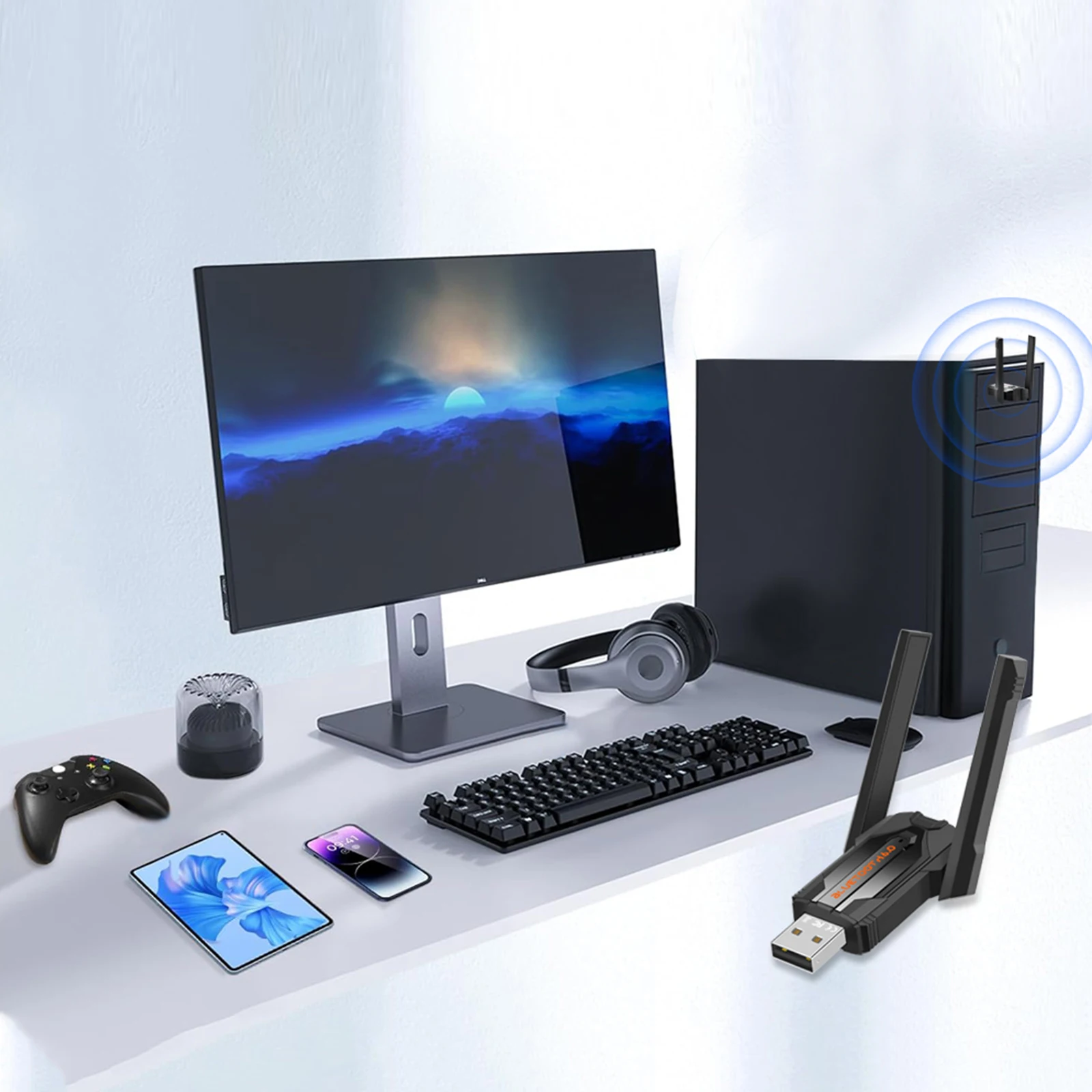 PC용 USB BT 어댑터 BT 수신기 및 송신기 키보드/마우스/헤드폰/스피커/프린터용으로 7개 장치를 동시에 연결 가능