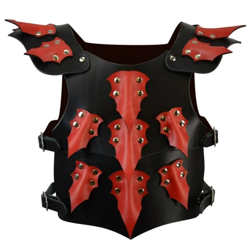 

Y1UE Mens Leathers Medieval Punk Chest Vest Halloween Cosplays Archers Costume Adults Chest Body Armors Outfit Jerkins Coat