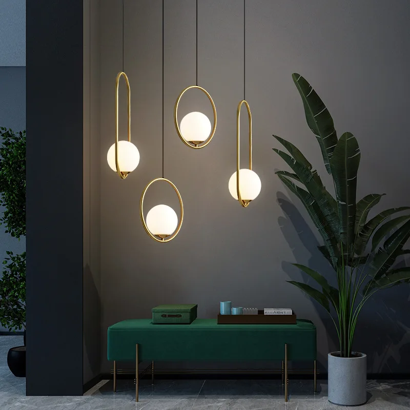 

Dining room chandelier single head bedroom bedside lamp bar creative personality simple modern all copper lamps