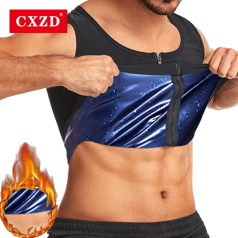 CXZD Hot Sweat Zipper Vest for Men Women Sauna Body Shapewear Waist Trainer Belt Slimming Hot Thermo Fitness Workout Suits