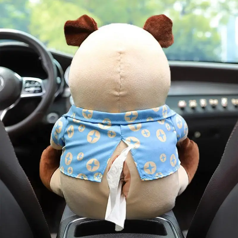 Doggie Trash Can 2 In 1 Plush Dog Car Tissue Box Trash Can Cute Animal Tissue Creative Box For Vehicle Supplies