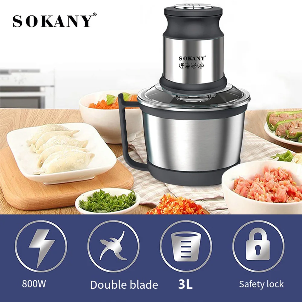 주방용 전기 고기 연마기 푸드 프로세서, 야채 다지기, 800W, 고기 분쇄기 믹서, 분쇄기 믹서기, 220V, 3L