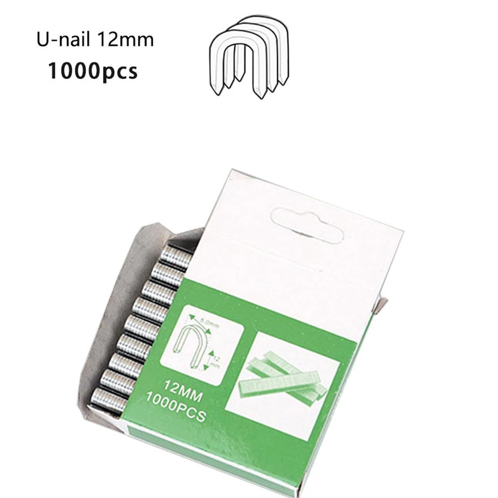 Tools Staples Nails 1000Pcs 12mm/8mm/10mm Brad Nails DIY Door Nail Household Packaging Silver T Shaped U Shape 4