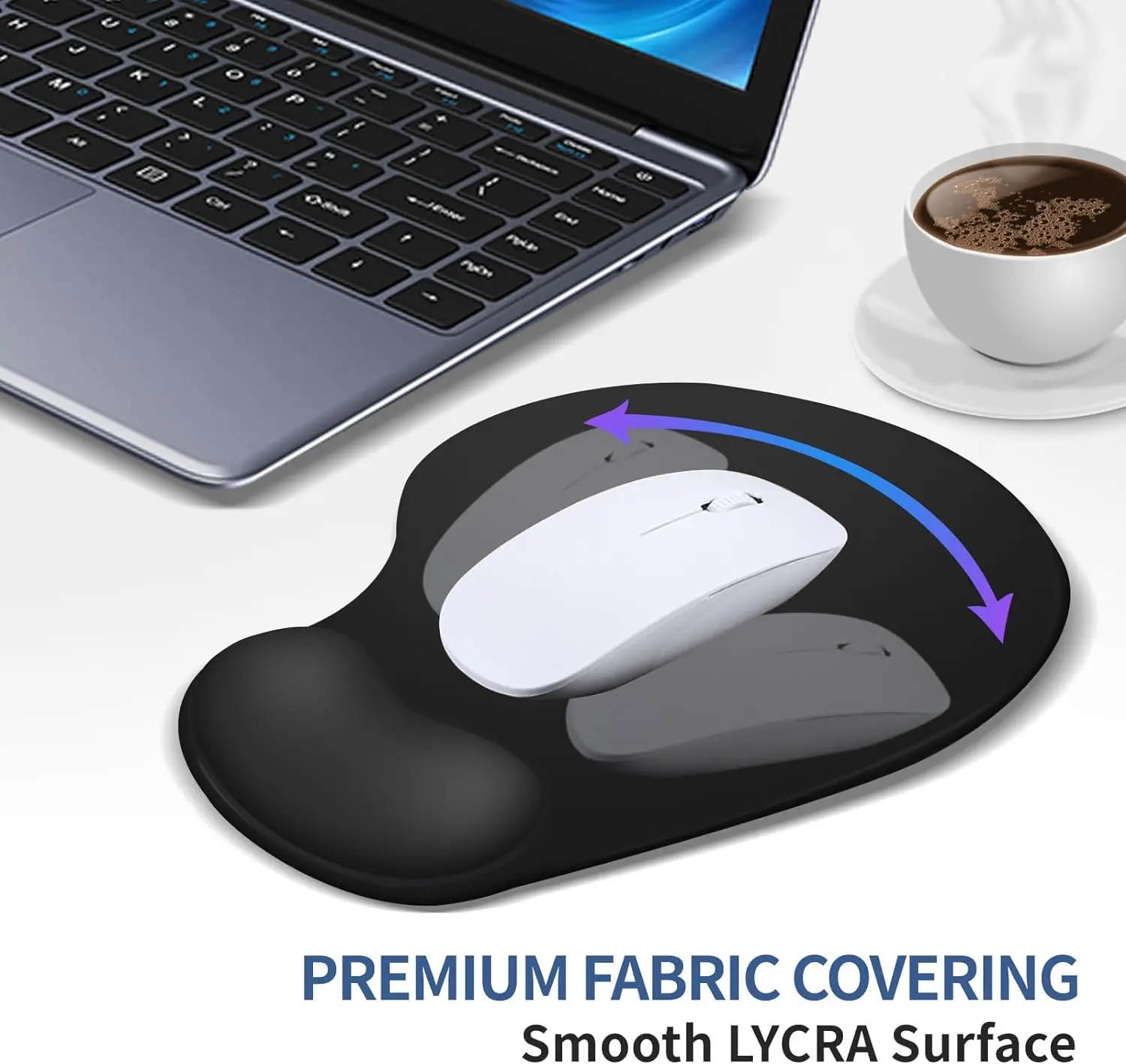 Ergonomic Mouse Pad with Wrist Rest Support, Mousepad with Comfortable Gel Wrist and Non-Slip PU Base for Pain Relief, Computer