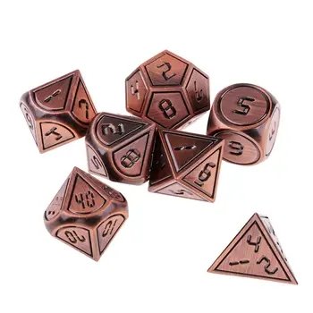 RPG Dice Set 7 Pieces Metal Polyhedral Dice Zinc Alloy Game Dice for Dungeon and Dragons Party Play 1