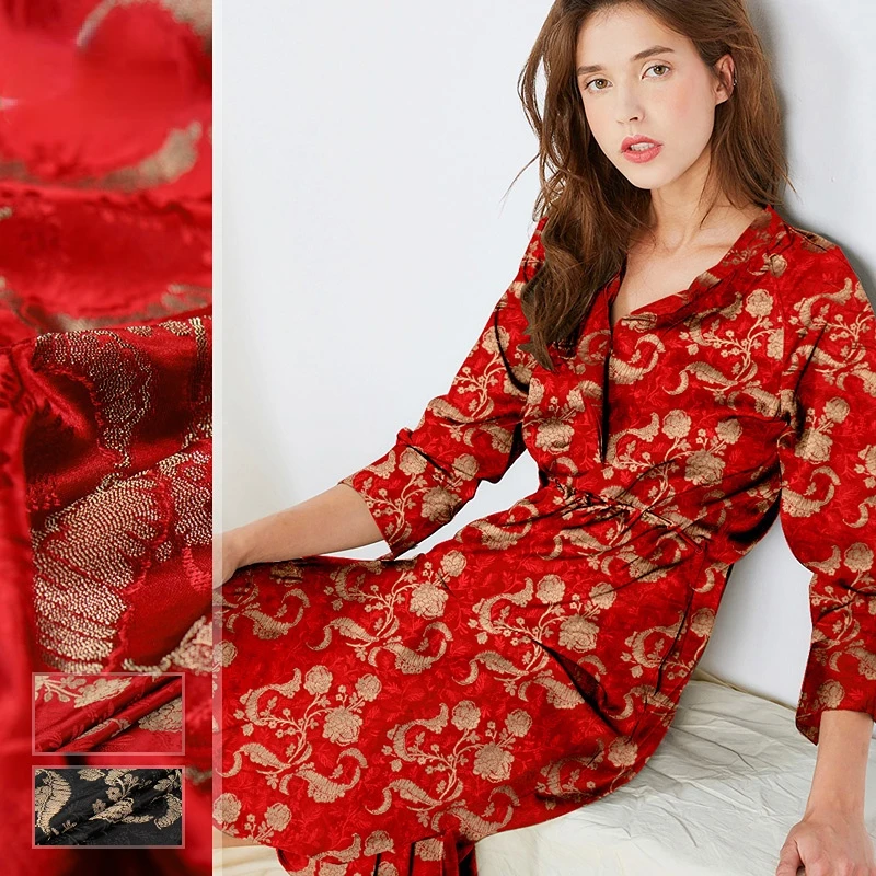

Silk Jacquard Metal Silk Brocade Spring Summer for Dress Mulberry Silk Material Wholesale Cloth Per Meter for Sewing Diy