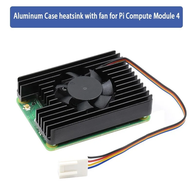 

Защитный чехол для кулера Raspberry Pi CM4, алюминиевый чехол с вентилятором и встроенным радиатором для компьютерного модуля 4, плата IO PoE