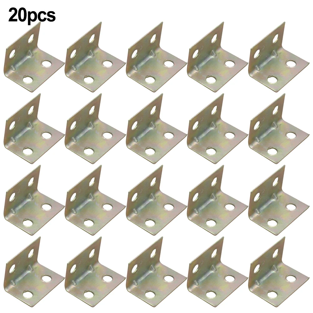 Description Picture 3 of itemCorner Brace Joint Angle Bracket Reuseable Stainless Steel Table Fastener 20pcs 4 Holes Furniture Corner Cover