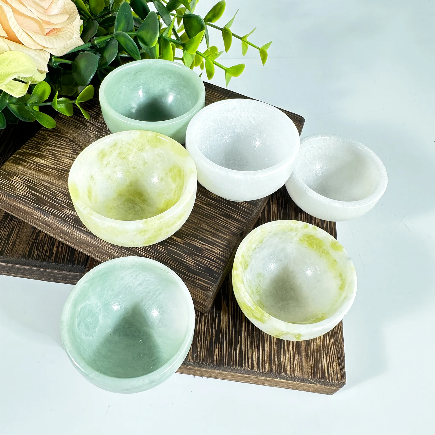 Natural Crystal Jade Bowl Inside Out Home Decor