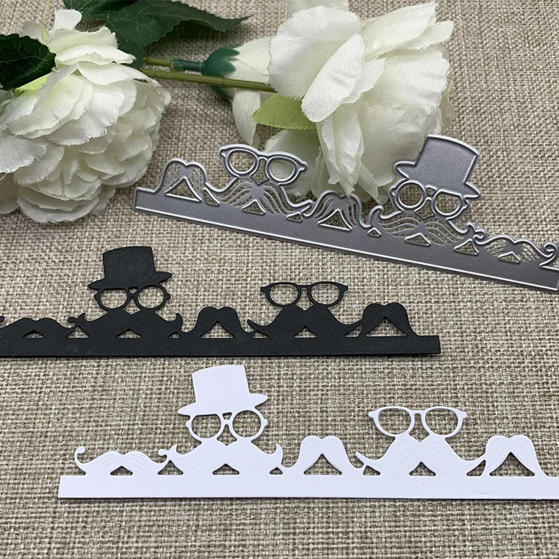 

New Men's hat glasses beard edge Metal Cutting Dies Stencils For DIY Scrapbooking Decorative Handcraft Die Cutting Template Mold